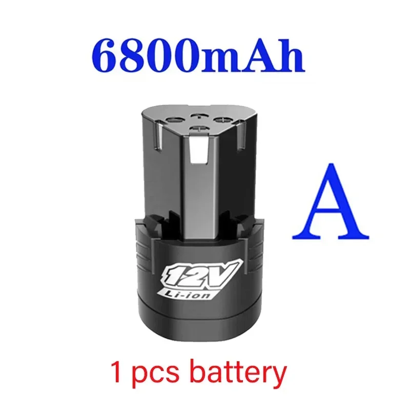 100% Original 12V 6800mAh Universal Rechargeable Battery For Power Tools Electric Screwdriver Electric drill Li-ion Battery: WHITE