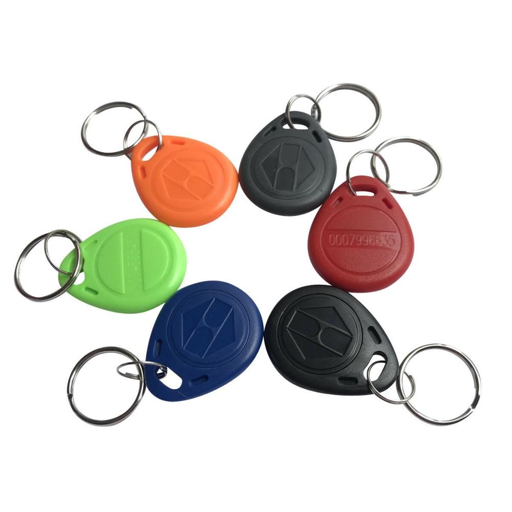 Keyfob smart ID Card Read only RFID Tag Proximity 125Khz Key fobs Ring Access Control Card Red Blue -10pcs