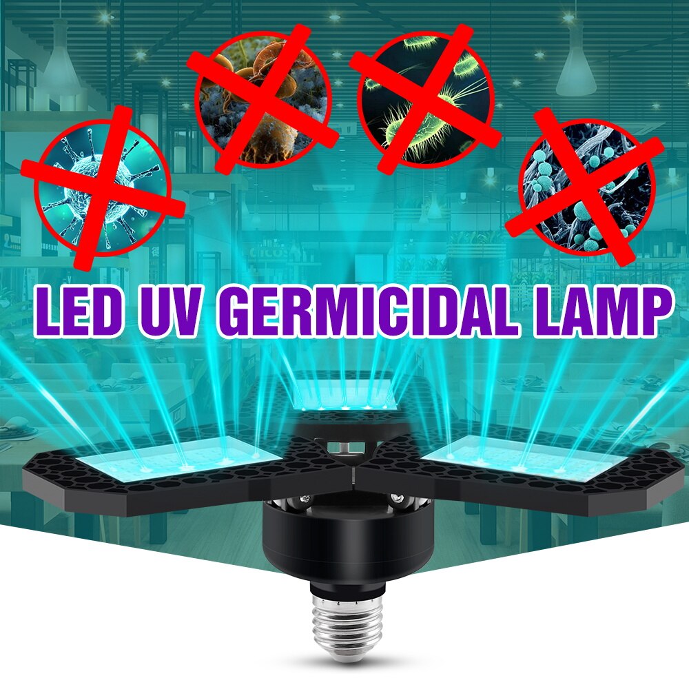 Ledet uv sterilisatorlampe  e27 uvc ozon 40w 60w 80w lampe 220v ledet ultrafiolett lys 110v bakteriedrepende pære 2835 desinfiserende lys: E27 80w