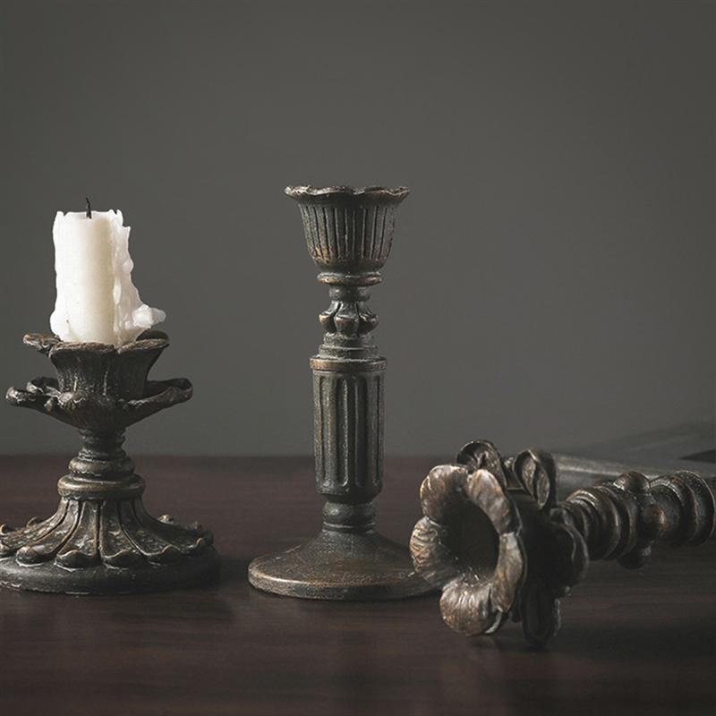 Antique Candlestick Holder Resin Candle Holder French Candle Stand Sconce Nostalgic Candlestick Table Decor Home Decoration