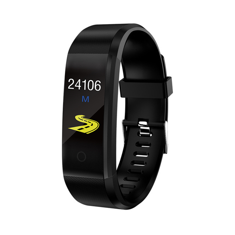 TOP Bracelet intelligent Sport Bracelet santé fréquence cardiaque pression artérielle bande intelligente activité Fitness Tracker Smartband PK M2 M3 ID115: Black