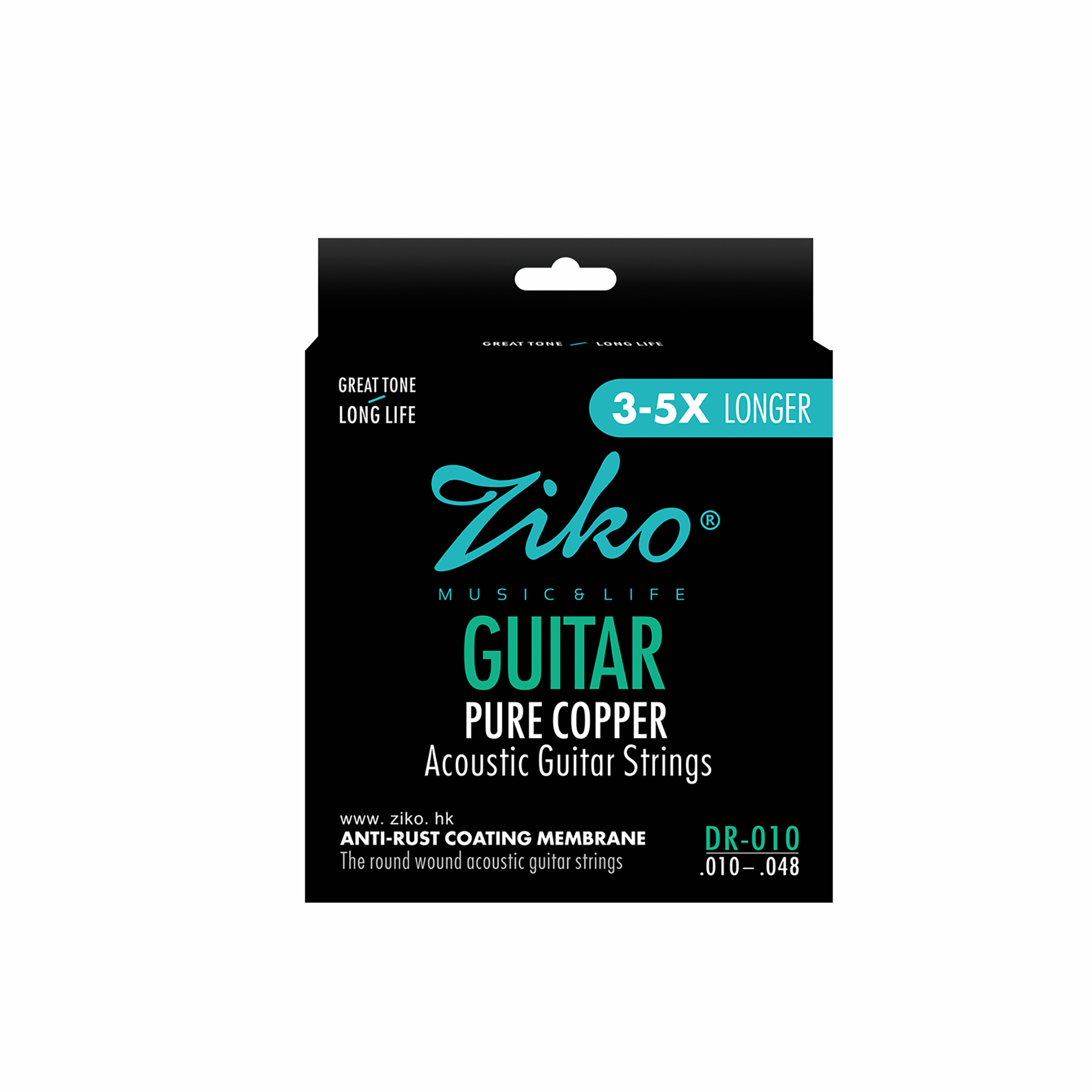 ZIKO – cordes de guitare acoustique en acier au carbone, noyau en alliage Hexangon, ensemble de 6 cordes en laiton profond DR 010 011 012, accessoires pour débutants: Gris clair