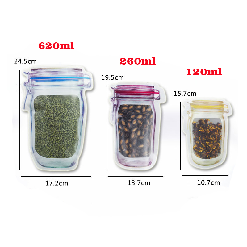 27 stks Mason Jar Voedsel Saver PE Zakken Keuken Korrels Opslag Zakken voor Suiker Kruiden Zip Lock Tassen voor Snack organizer BPA Gratis