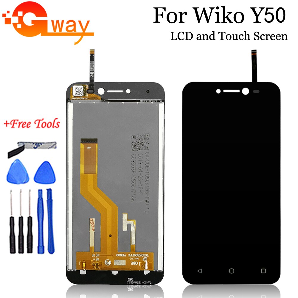 Pantalla LCD de 5,0 pulgadas para Wiko Y50, montaje de digitalizador con pantalla táctil, Y50 Wiko para teléfono, incluye herramientas