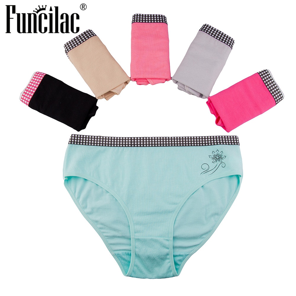 FUNCILAC Women Underwear Panties Seamless Sexy Plus Size Cotton Ladies Briefs Feminino Clothing Big Size XXXXL 5pcs/Lot