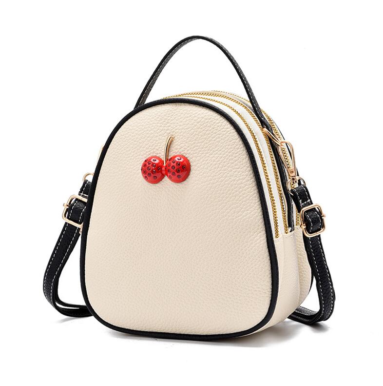 Yogodlns, bandoleras de piel sintética a la , Mini bolso cruzado redondo para mujer, bolso cruzado para chicas lindas Teenger, paquete de de cereza: White Black