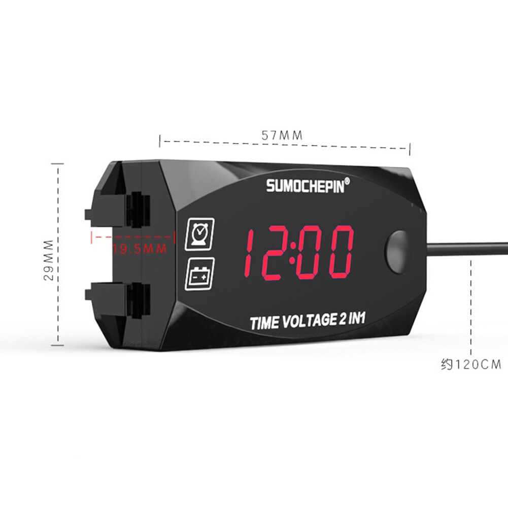 Termómetro Digital multifunción para motocicleta, voltímetro, pantalla LED, impermeable IP67, para coche y barco, DC 6V-30V, 2 en 1