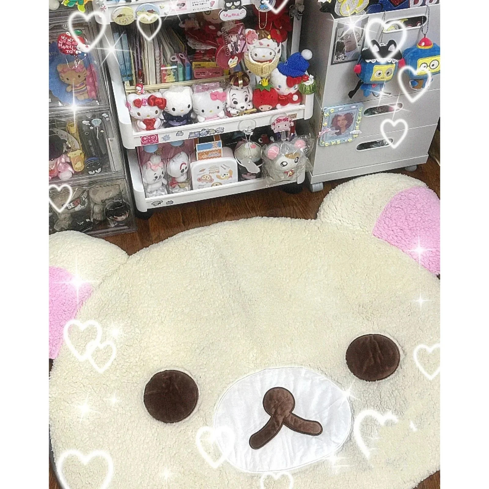 Kuna Bear Rilakkuma Carpet Relaxed Bear Cartoon Cute Korea Floor Mat Bedroom Soft Plush Floor Mat Home Bedroom Bedside Carpet: 30*40cm / Silver
