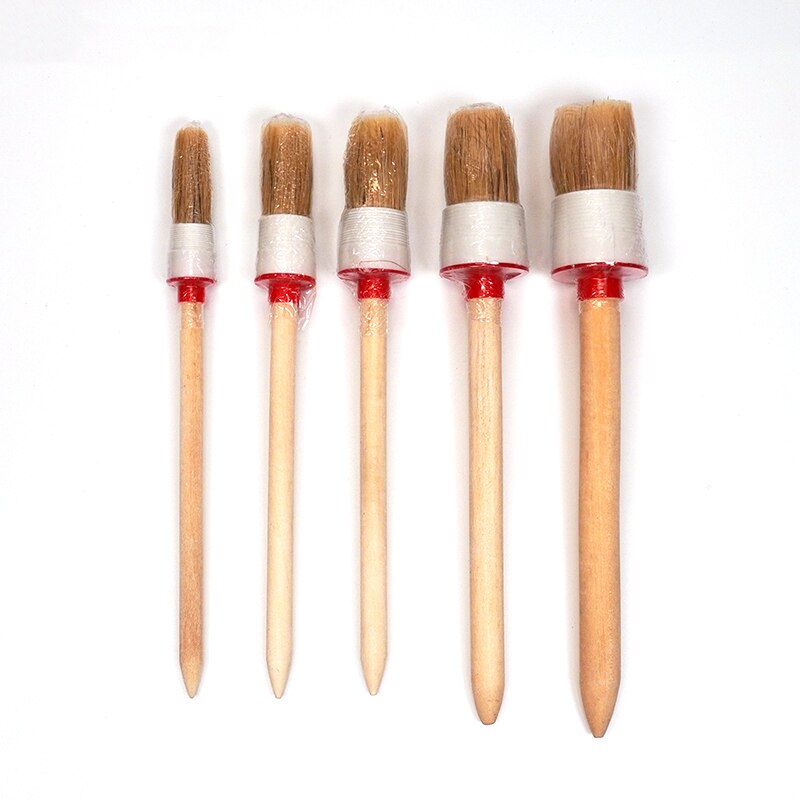 Car Side Seam Detail Brush Cleaning Brush For Air Outlet Engine Air Conditioner Round Head Wooden Soft Brush: 5 PCS
