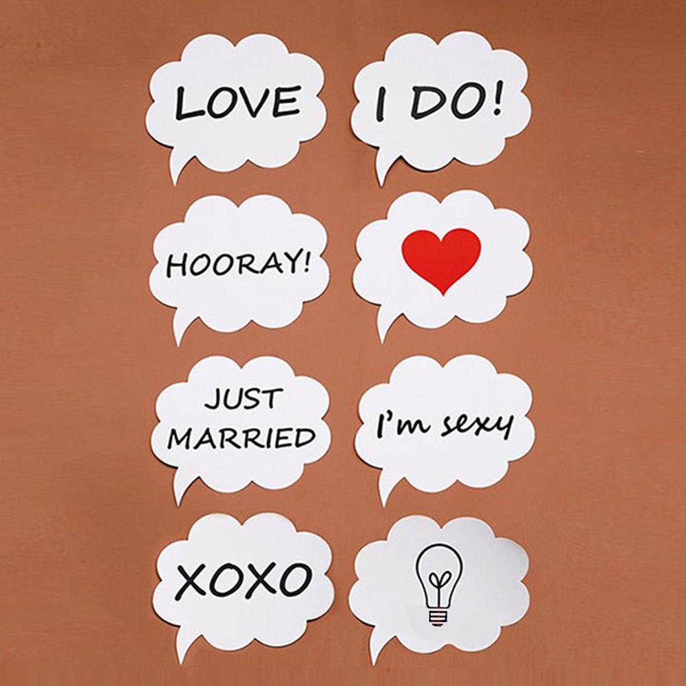 8pcs White Wedding Photograph Booth Props DIY Lips Glasses Photobooth Heart Bubble Wedding Accessories Party Photograph Supplies