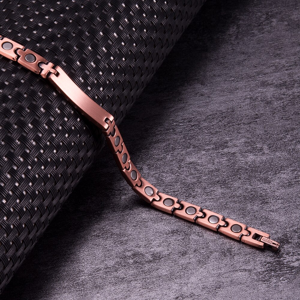 Magnetic Pure Copper Bracelets for Women Cubic Zirconia Chain Link Copper Magnetic Bracelet Arthritis Health Energy Arthritis