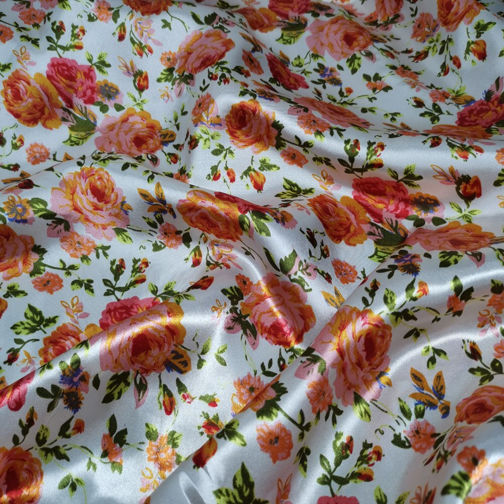 Rose print satin stof sko foring cap bånd indpakning scene tøj stof