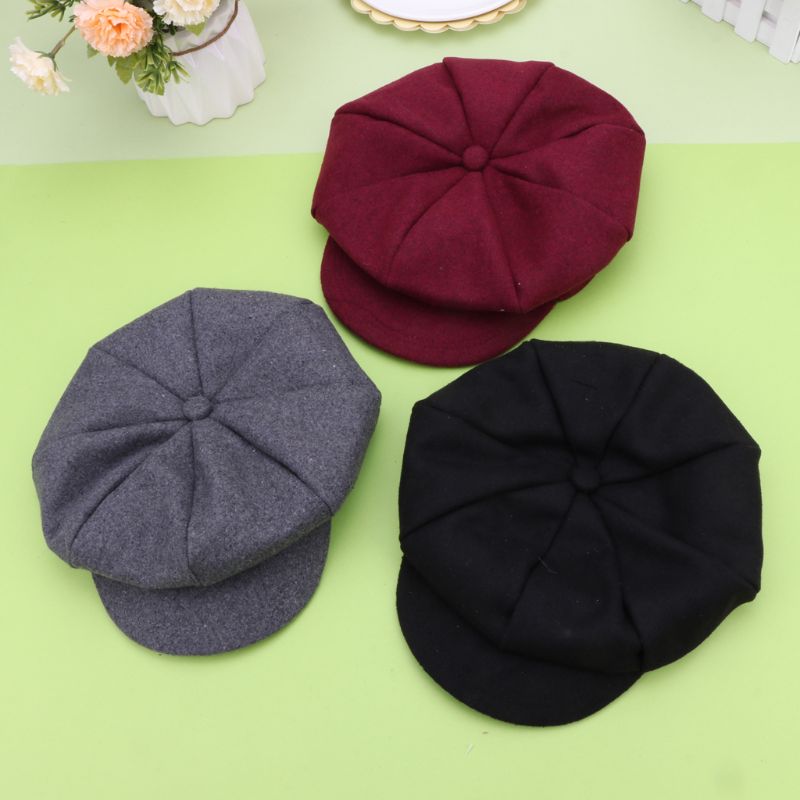 1 pc høst vinter beret lue låve låve takrenne jenter ull avisgutt kunstner flat lue 3 farger