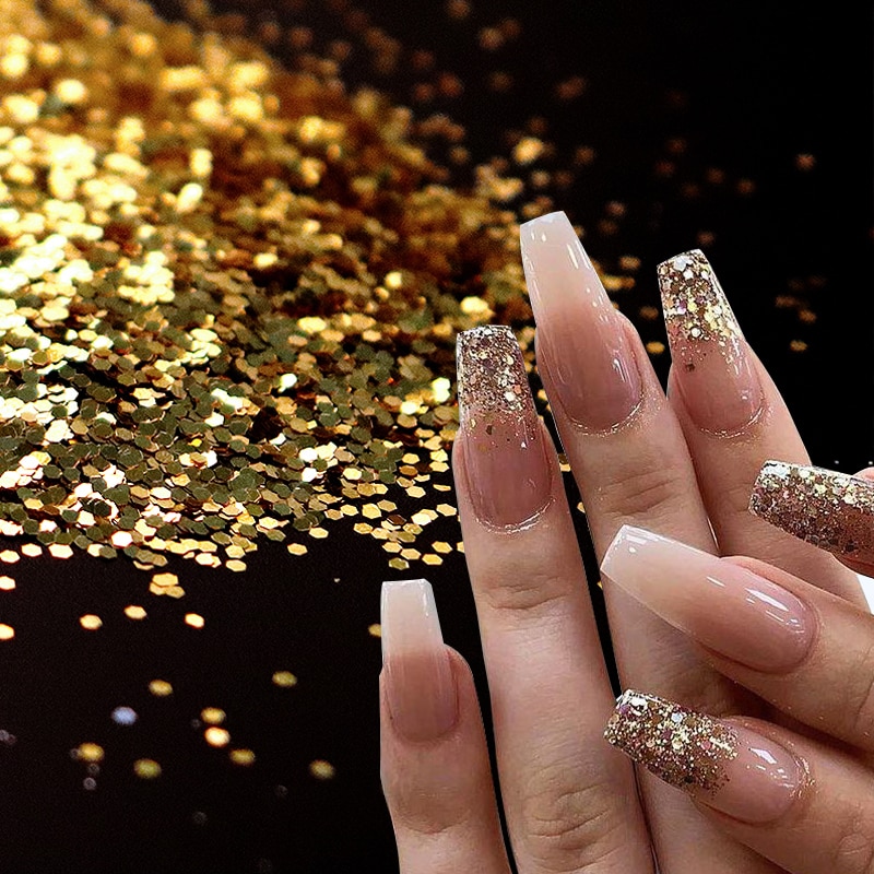 1 bouteille or Rose argent mélange Nail Art paillettes paillettes bricolage brillant Paillette conseils charme Pigment flocons Gel ongles décorations 10ml