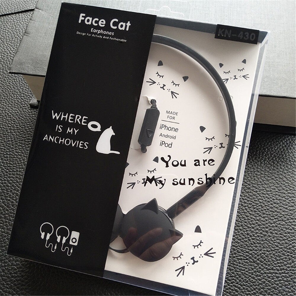 Cute Cat Colored Stereo Pink Headphones Headset Earphones for Samsung Xiaomi Kids Birthday With Retail box