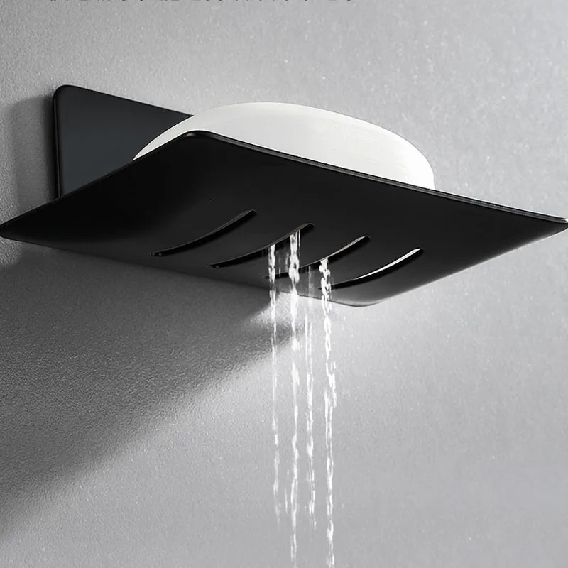 Porte-savon en acier inoxydable, porte-savon de salle de bains avec vidange d'eau, sans perçage, boîte à savon murale, accessoires de salle de bains