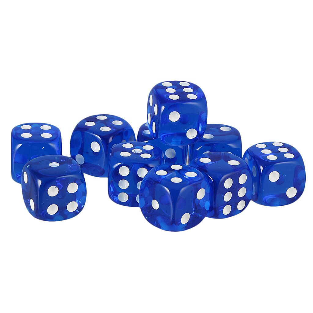 Set of 10 Acrylic Dice Six Side Dices 16mm Square Dice for TRPG DND Game: Dark Blue