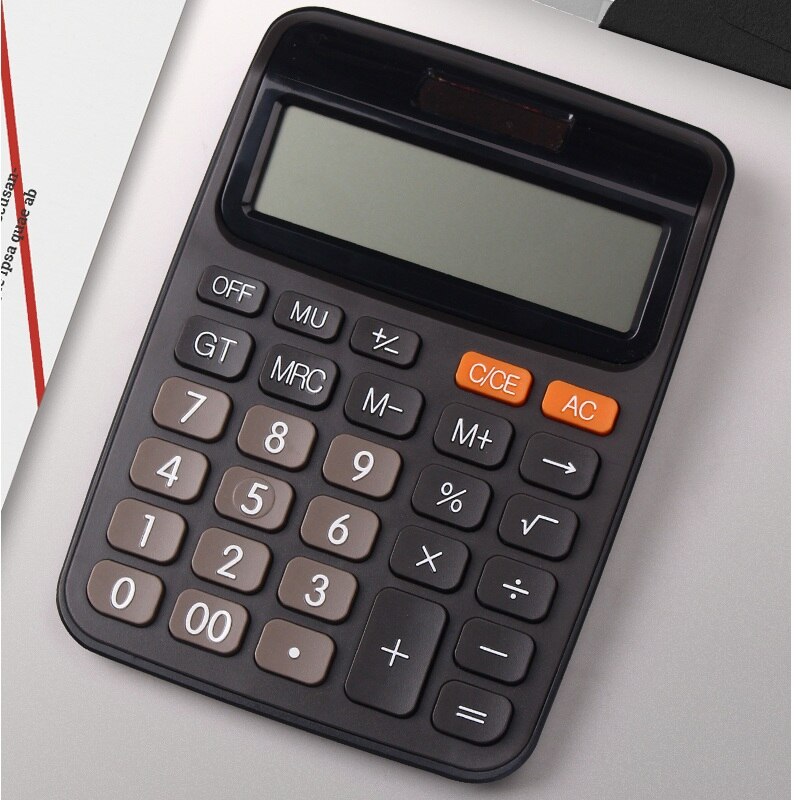 12 Digit Desk Calculator Large Buttons Financial Business Accounting Tool Big Buttons Battery Office Free 12 Pens and Notebook