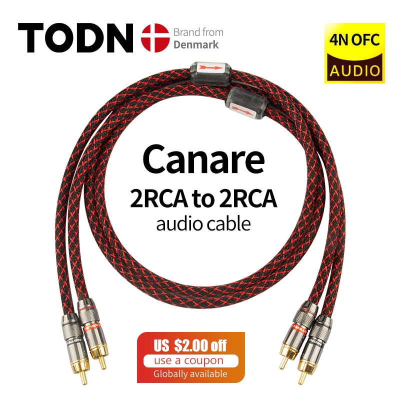 Canare 1 Paar Rca Audio Kabel 2 Rca Naar 2 Rca Interconnect Kabel Hifi Stereo 4N Ofc Male Naar Mannelijke voor Versterker Dac Tv