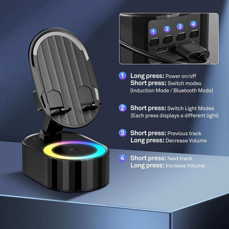 Upgraded Cell Phone Stand Holder with Bluetooth Speaker Adjustable Desktop Live Lazy Tablet Bracket Support Car Holder