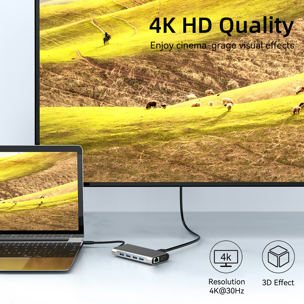 USB C HUB 4K 30Hz typu C do HDMI kompatybilny z USB 3.0 Adapter 11 w 1 typu C HUB Dock PD 87W Rozgałęźnik USB C do MacBooka Pro Air