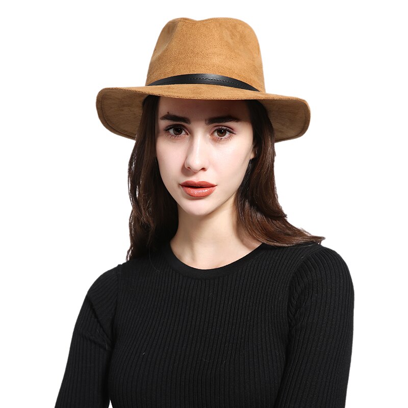 Wearone Crazy Jazzhat unisex Suede wide brim Spring felt fedoras hats women Vintage Wide Brim Floppy chapeau femme Pnama ha