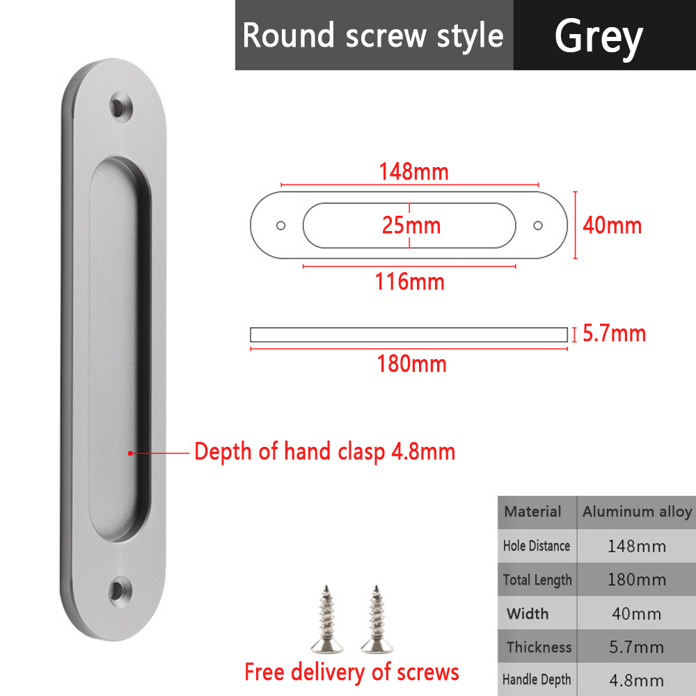 Onubao-manija de puerta corredera sin perforaciones, puerta de vidrio de almacén, manija deslizante de cocina, pasta adhesiva de doble cara: Grey-R-A