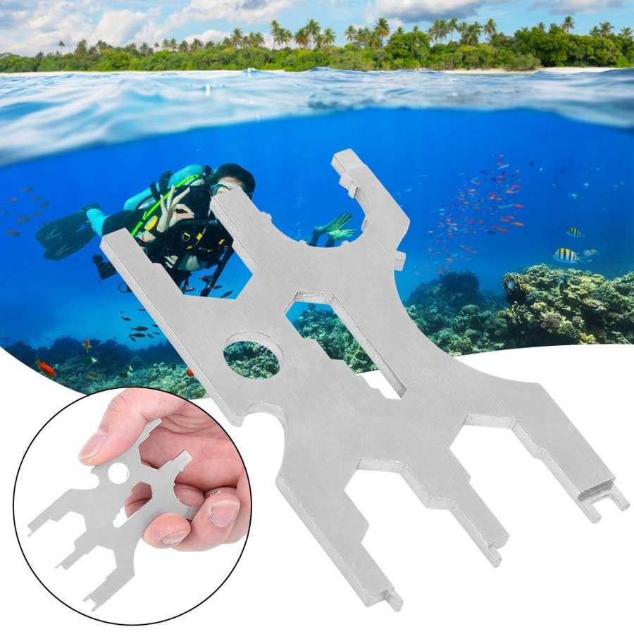 Diving Regulator Stainless Steel Underwater Multifunction Tool Diving Regulator Kit Credit Card Screwdriver Scuba Repairing Tool