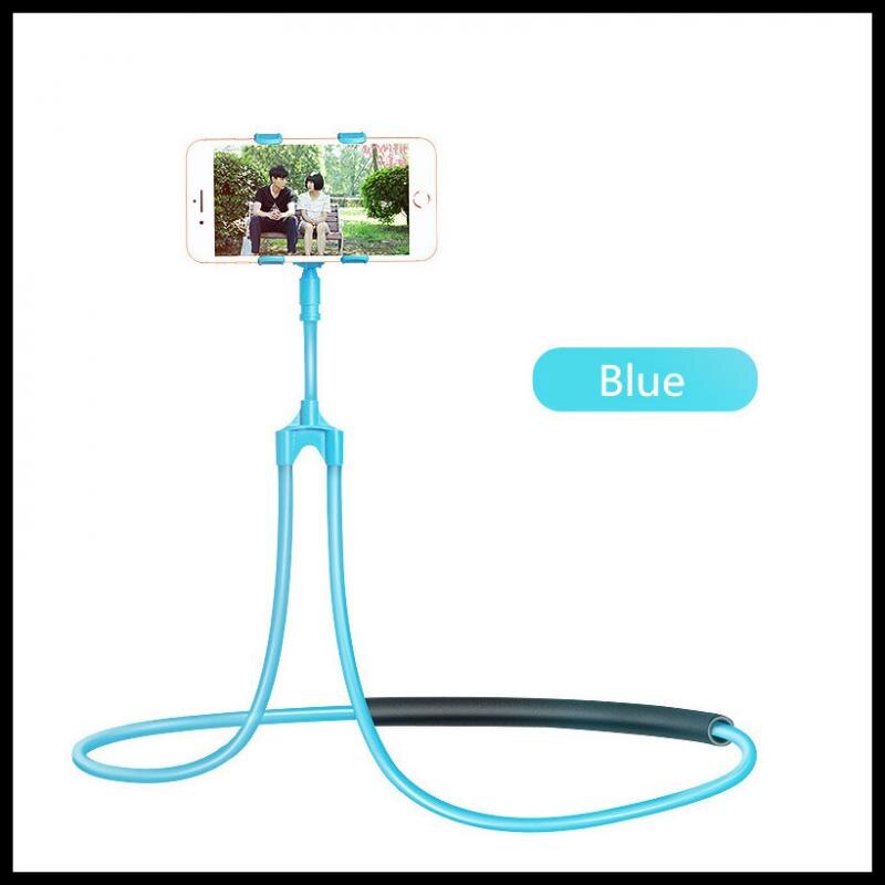 Smartphone holder Selfie Bracket Hanging Phone Holder Lazy Neck Mount Desktop Bed Car phone holder Electronics accessories: blue