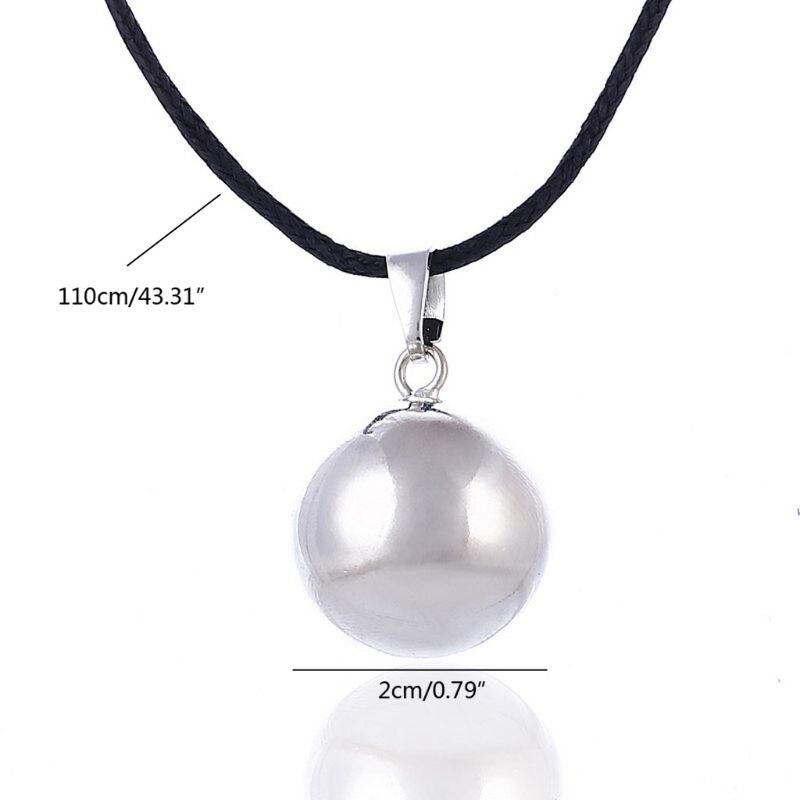 Collier boule harmonie argenté brillant grossesse carillon Vintage Bola pendentif 40 "longue chaîne collier pour mère bijoux