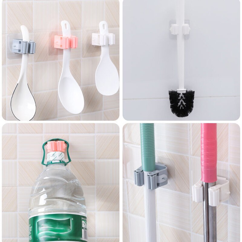 1Pc wycierać uchwyt na miotłę naścienny uchwyt na mopa gospodarstwa domowego klej robić przechowywania wieszak na miotły wieszak na mopa stojaki kuchnia Organizer łazienkowy