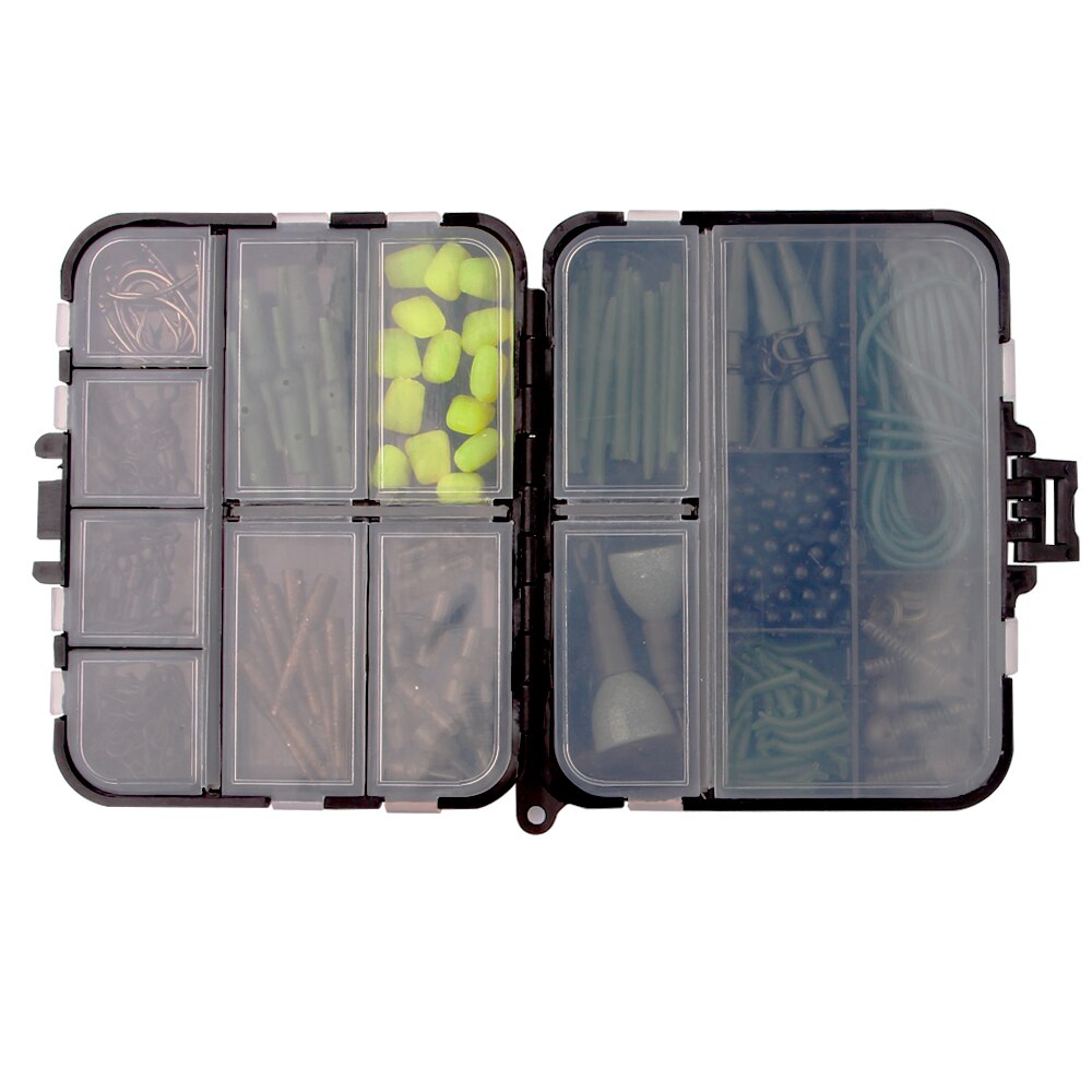 214Pcs/Box Carp Fishing Tackle Kit Including Hooks Swivels Beads Lead Sinker Anti Tangle Sleeves Baits Terminal Tackle