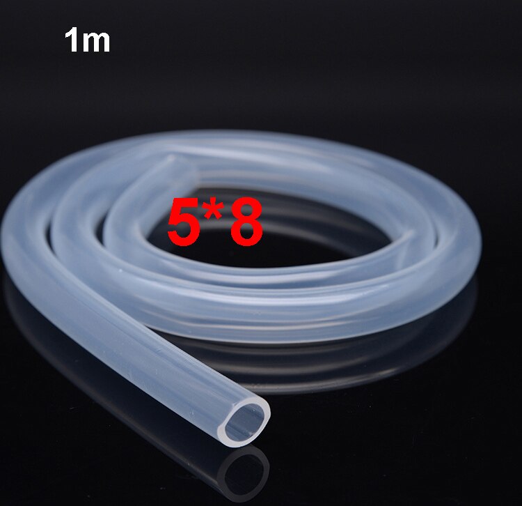 Mangueira resistente de alta temperatura 4/6/8/10/12mm id * od 1m tubo de silicone transparente silicone borracha unscented produto comestível: 5x8