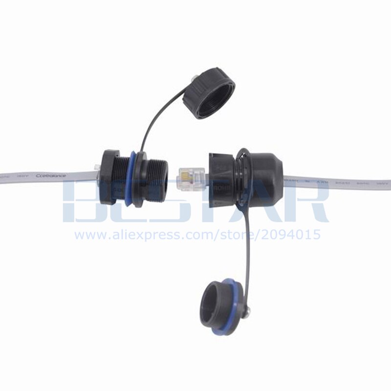 Telephone Cable RJ11 Waterproof Connector RJ 11 M20 6P6C Adapter Straight-through Head Phone Crystal Plug Extender