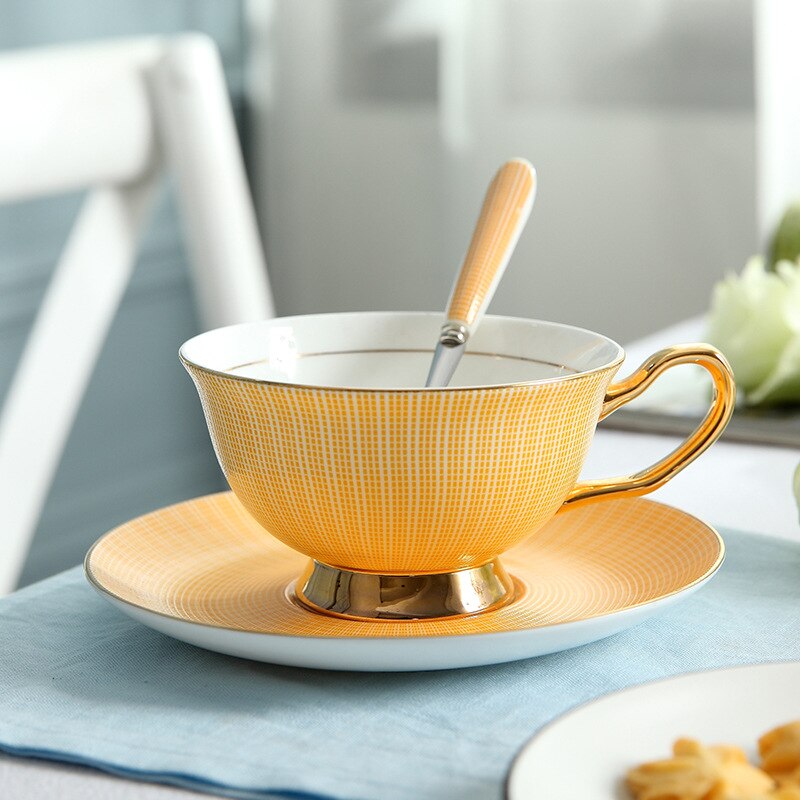 Benporslin porslin kopp och fat keramik enkel teservis moderna kaffekoppar tazas para café köksutrustning  yc50: Stil 9