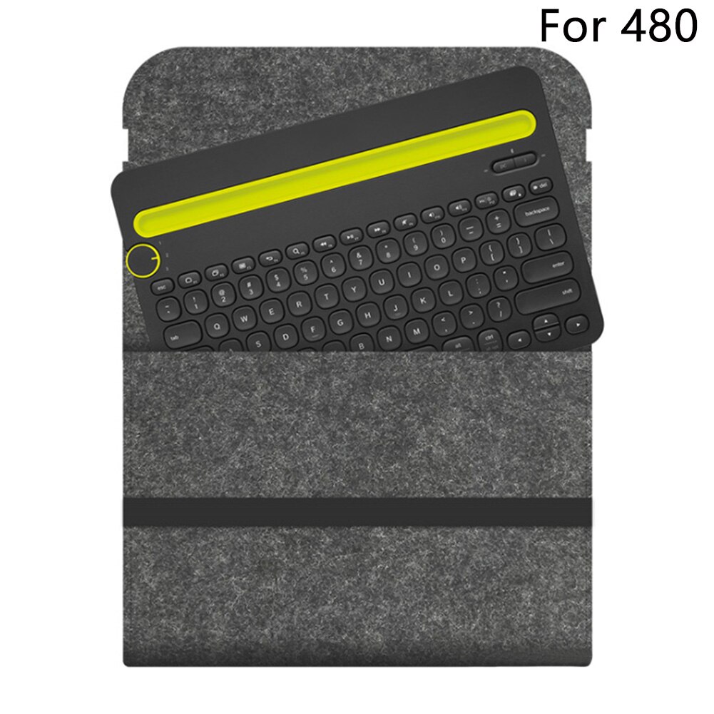 Bolsa de almacenamiento para teclado Logitech K380, funda de viaje portátil de fieltro, accesorios, funda protectora antigolpes Flexible: Dark Grey For 480