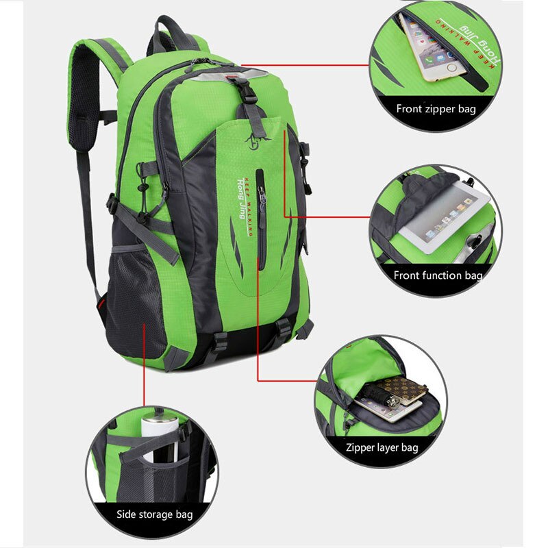 40l waterdichte outdoor sportklimrugzakken, wandel- en kampeerrugzak voor dames en heren, ,5 kleuren nylon trekkingrugzak