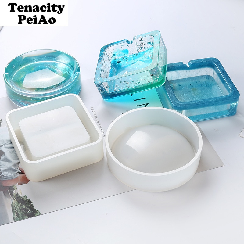 Transparent Silicone Round square ashtray mould DIY Epoxy Jewelry Mold resin molds for jewelry making