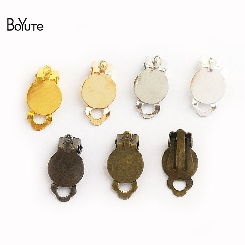 BoYuTe 100PCS 5 Colors Metal Iron No Pierced Ear Clip with 10MM Blank Base Diy Earrings Jewelry Parts Accessories