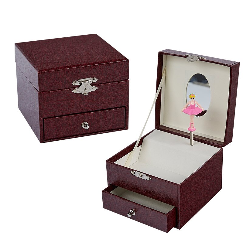 Boîte à musique en papier bleue, boîte à bijoux faite à la main carrée, boîte d'emballage, produit, proposition créative, d'anniversaire ou de noël: Red Wine