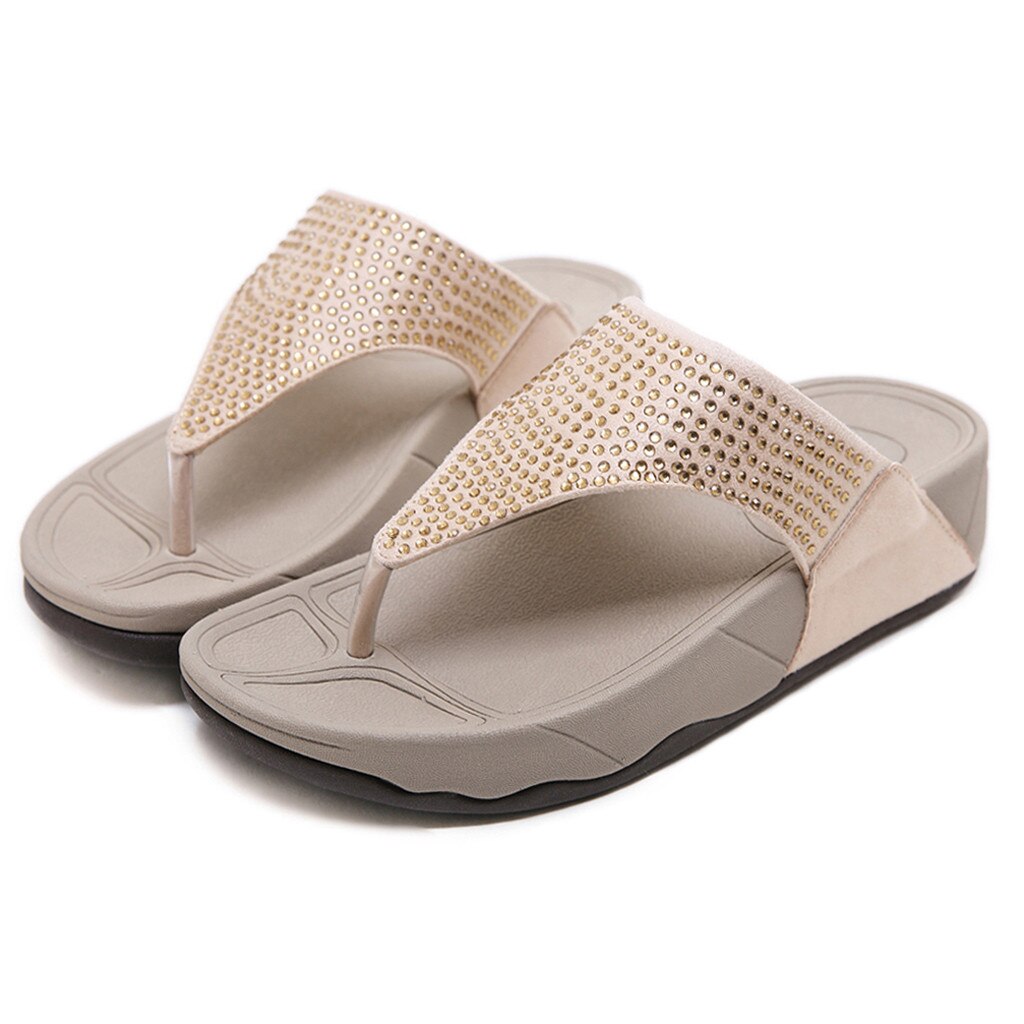 Plus Size Rome Slippers Kristal Lederen Slippers Voor Vrouwen Zomer Lage Hak Strand Casual Schoenen Vrouwelijke Outdoor Platforms Slipper