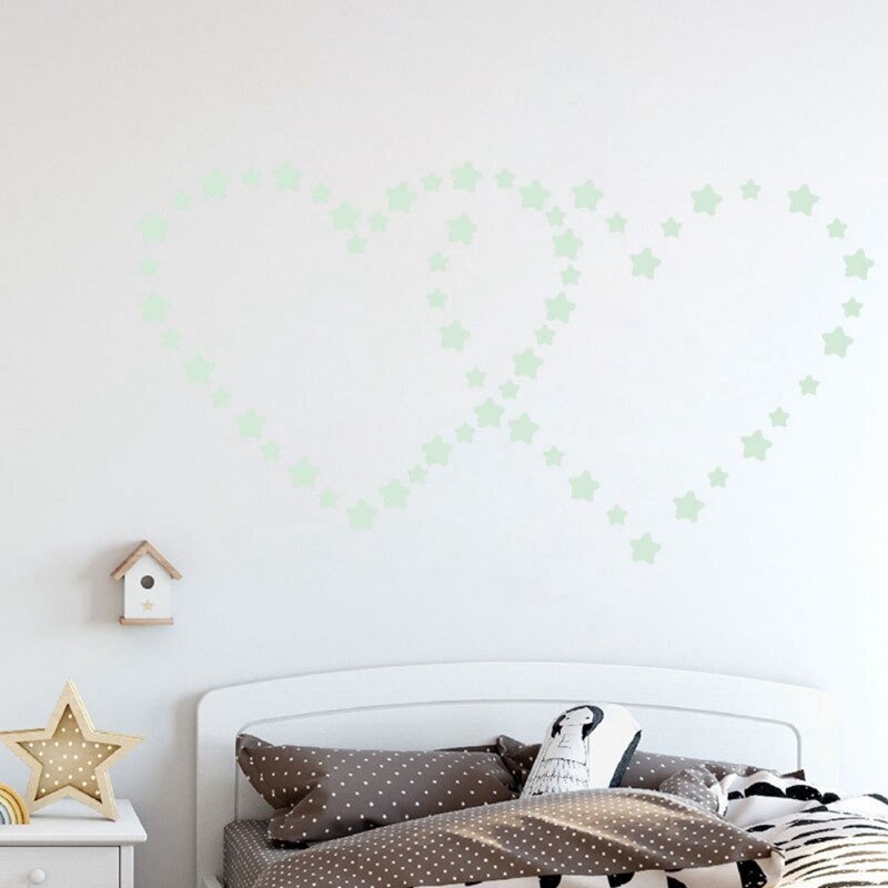 127Pcs/set Luminous Wall Stickers Glow In The Dark Stars Shape Sticker Decals Green Fluorescent Stickers For Kids Baby Rooms #s