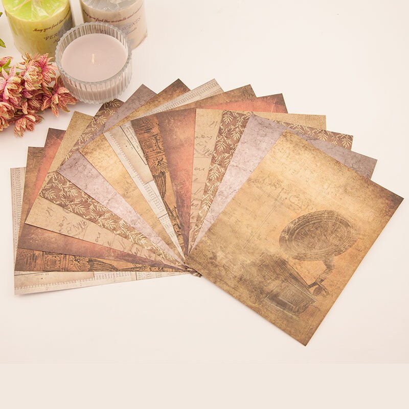 ZFPARTY 14pcs Single-side Printed Vintage Background paper papercraft art paper handmade scrapbooking kit set book