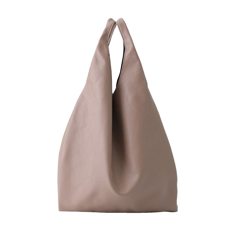 Simpel blød pu læder kvinder håndtaske stor kapacitet afslappet store damer totes indkøbspose ensfarvet vild komposit taske bols