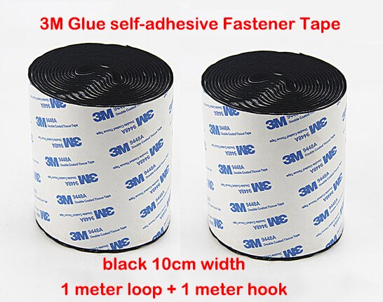 100Mm/110Mm Breedte Sterke Zelfklevende Klittenbandsluiting Tape Nylon Sticker Klittenbandsluitingen Lijm Met lijm Voor Diy Accessoires: black 100mm 1meter