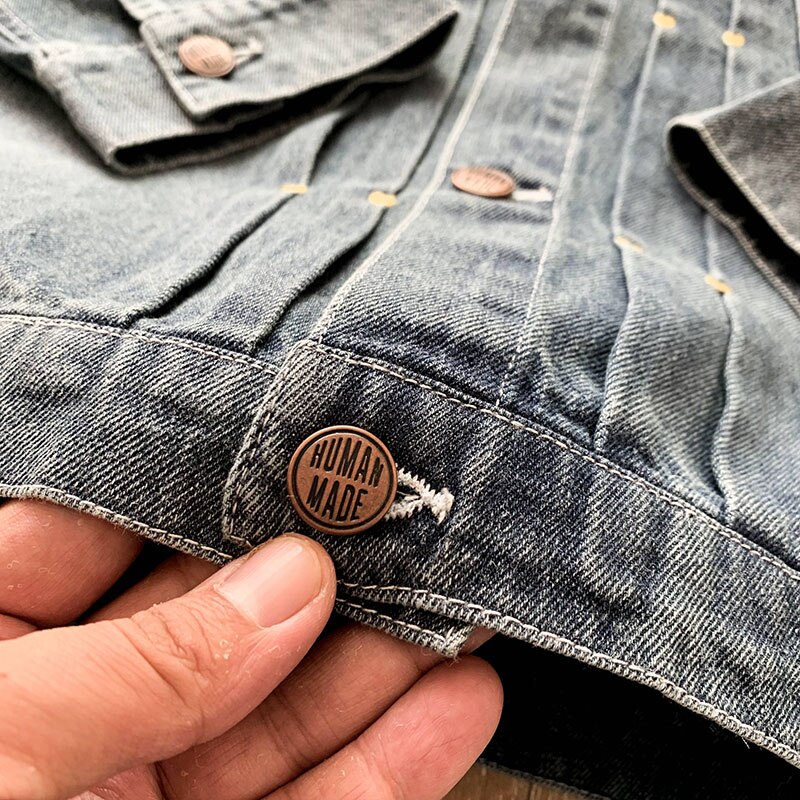 Chaqueta vaquera bordada hecha a mano para hombre y mujer, Top Vintage de tela vaquera hecha a mano, 1:1, primavera y otoño