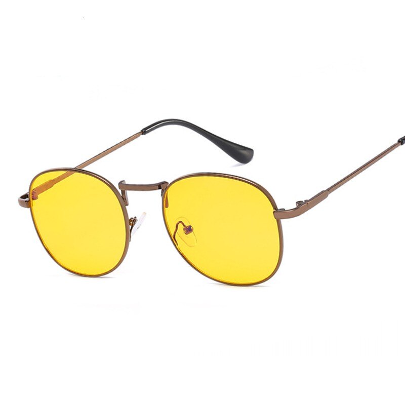 Gafas de ordenador redondas resistentes a la radiación para hombre, gafas para mujer Geek antirayas azules, gafas para Gaming Freak Eye Protection, montura amarilla para lentes: BRONZE