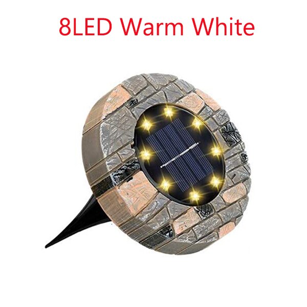 8 led solcelle bakken lampe stein-lignende utendørs hage lys vanntett solar dekk lys plen sti gangvei sti lampe dekorasjon: 8 ledet varmhvit / 8 stk