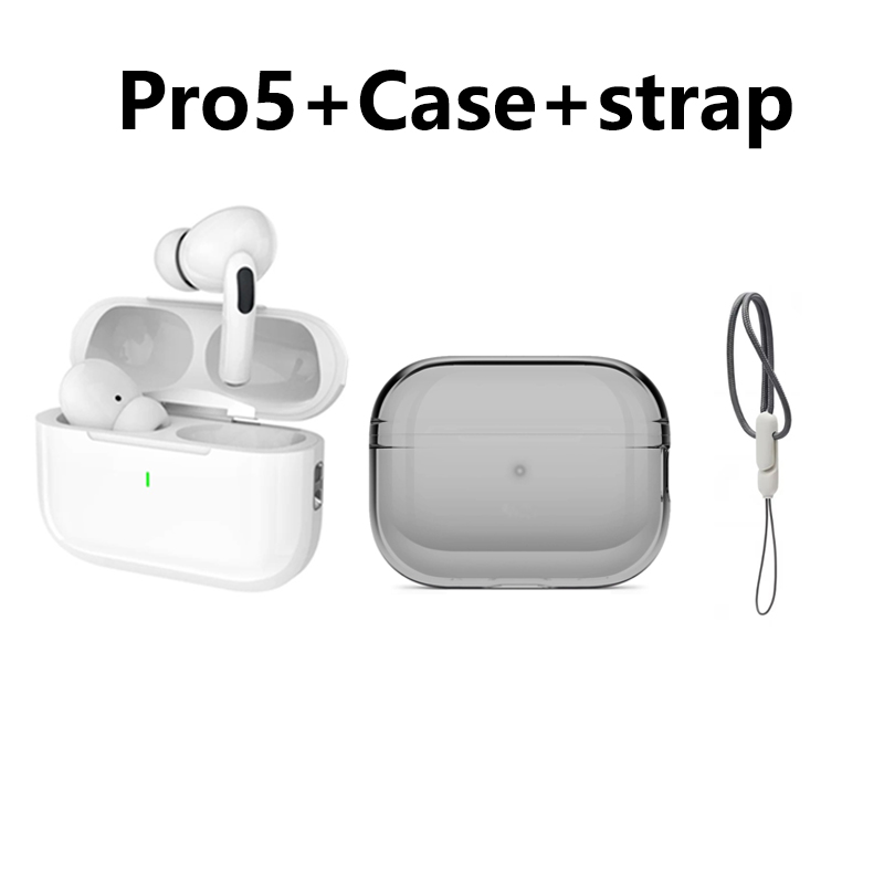 Originale pro 5 tws max trådløse bluetooth-øretelefoner med etui ørepropper støydempende headset for iphone og android-hodetelefoner: Grå