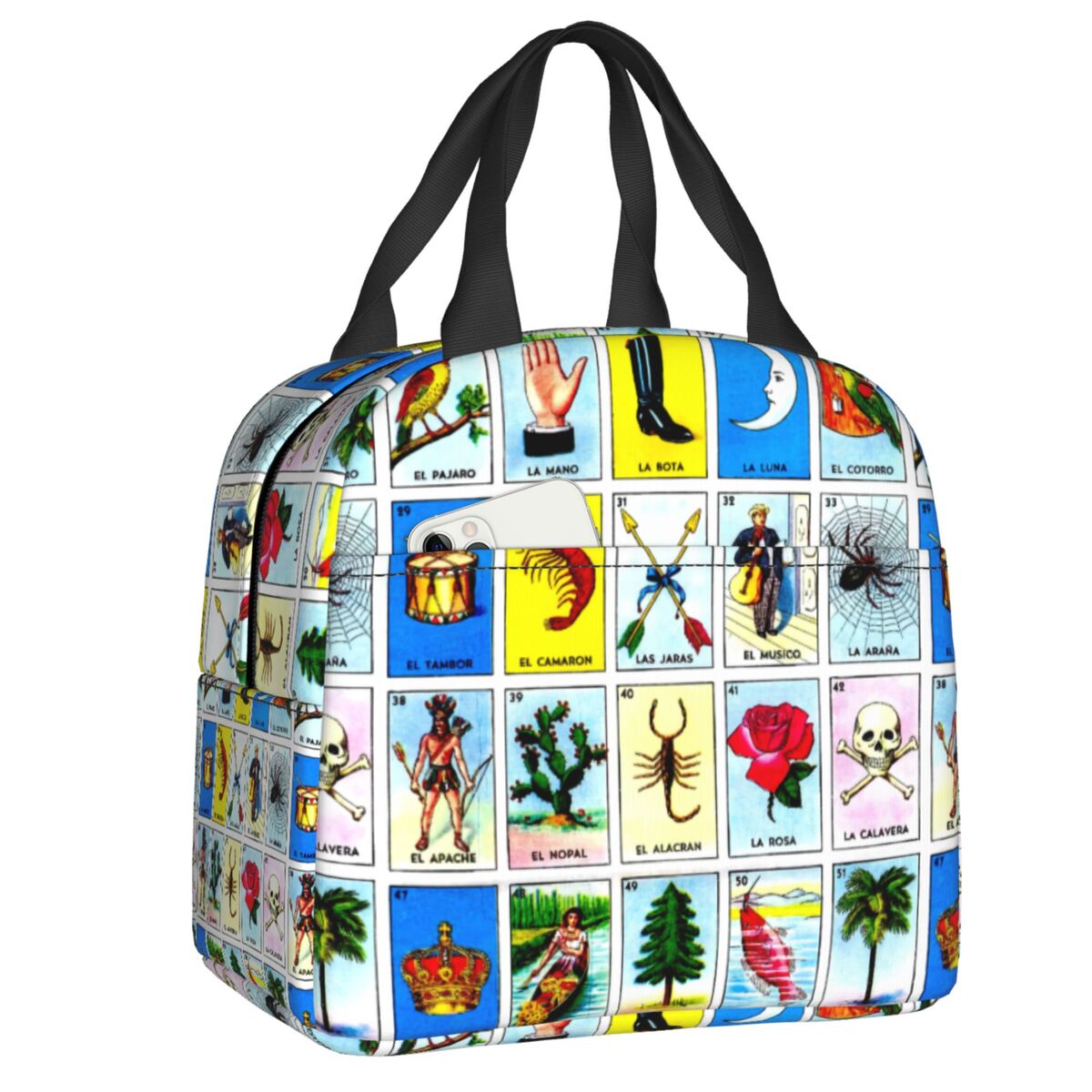 Custom La Maceta Flower Pot Loteria Card Mexican Bingo Lottery Insulated Lunch Bag for Women Leakproof Thermal Cooler Bento Box